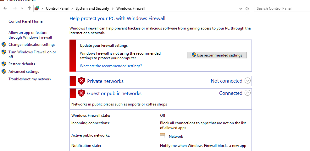 install windows firewall- quickbooks database server manager network diagnostics failed