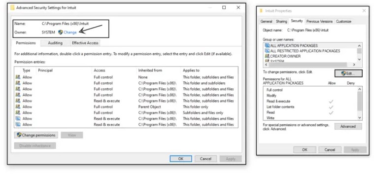 Adding Windows Permissions to QuickBooks Installation Folders