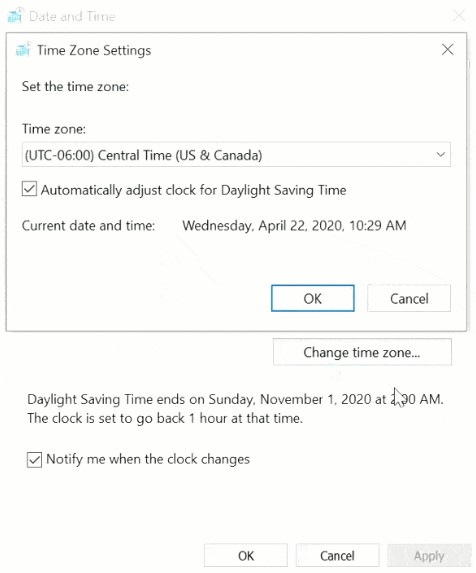 Adjust Date Time Settings