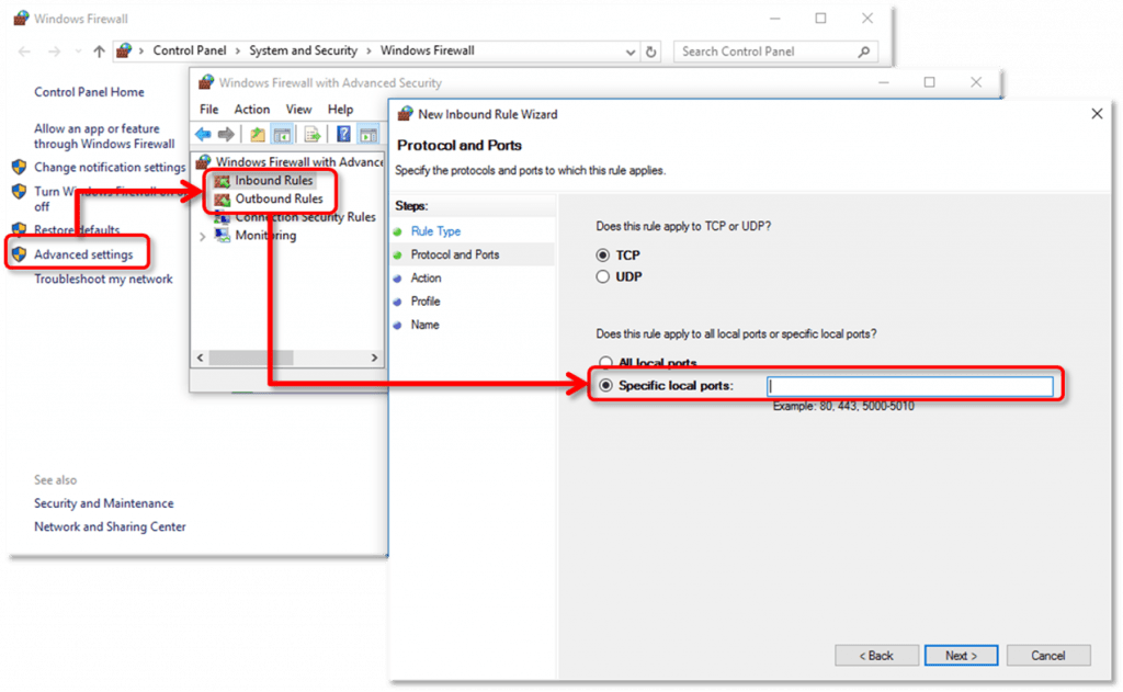 Advanced Setting-Specific Ports