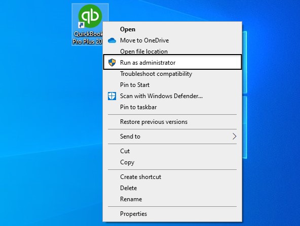 Launch QuickBooks as an administrator