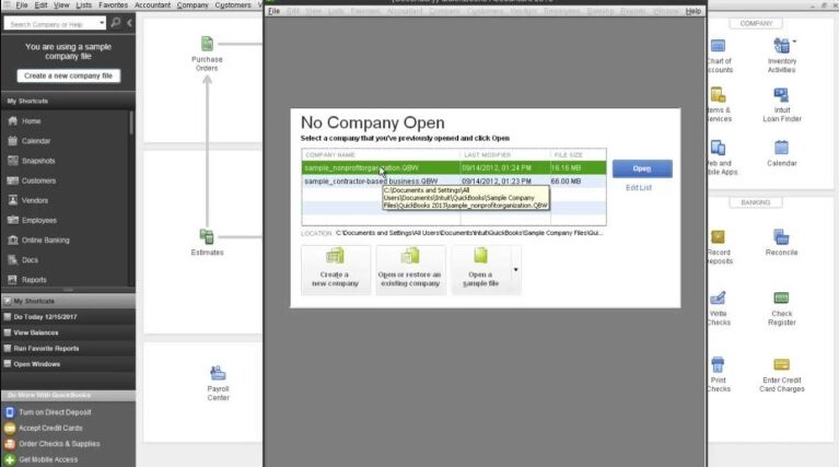 Manually Set up Company File information