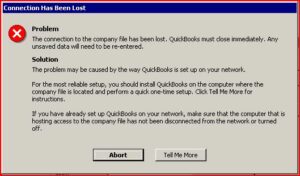 QuickBooks Abort Error- Connection Lost