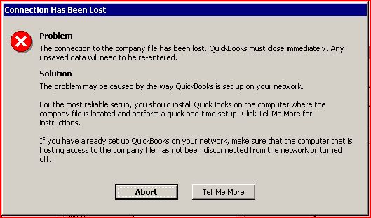 QuickBooks Abort Error- Connection Lost