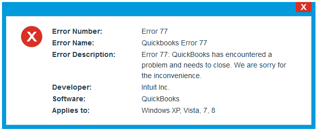 Quickbooks error 77