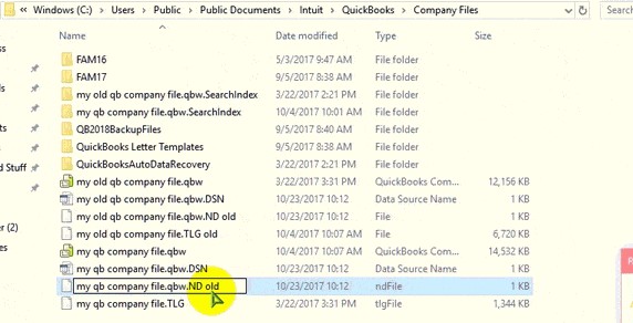 Renaming QuickBooks Network Data Files (.ND)