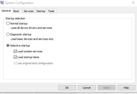 Switch to selective start-up mode