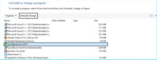 Uninstall QuickBooks point of sale