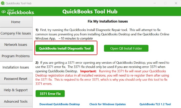 Use QuickBooks Install Diagnostic Tool