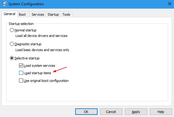 Use “Selective Startup Mode”