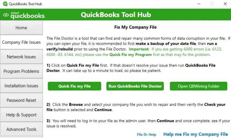 Utilize the QuickBooks Tool Hub