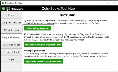 Utilize the Quick Fix My Program