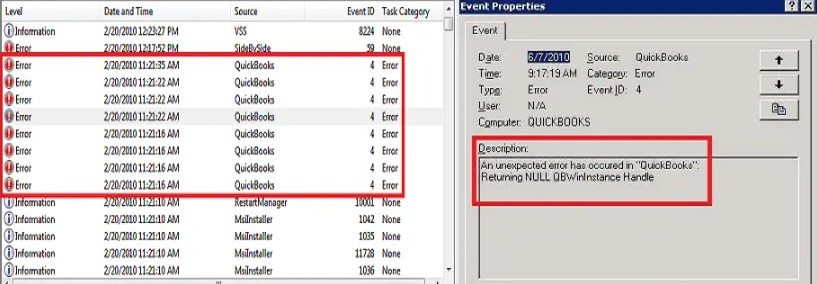 What is QuickBooks Event Log Error 4