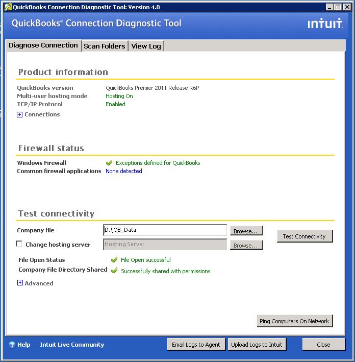 QuickBooks Connection Diagnostic Tool Use 
