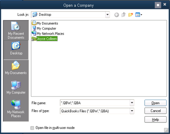 Shift the Quickbooks Company File to the Original Folder