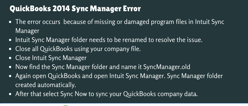QuickBooks 2014 Sync Manager Error
