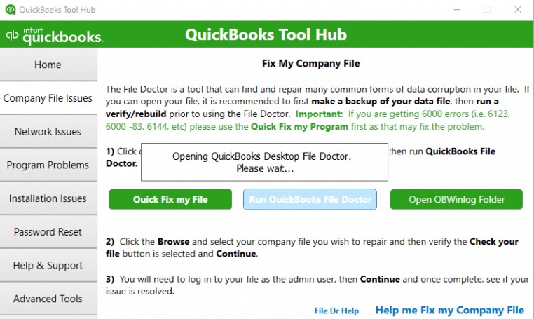 Download and Run the QuickBooks File Doctor Tool