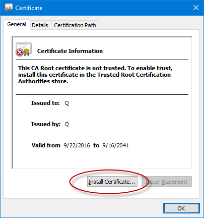 Install digital certificate 