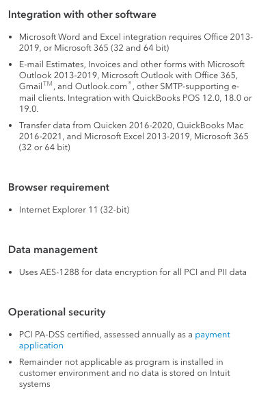 QB Enterprise 2021- Other Requirements