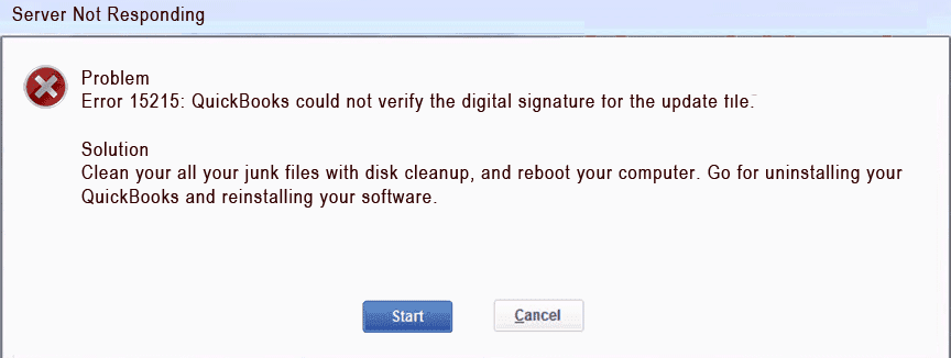 Quickbooks error 15215 server not responding