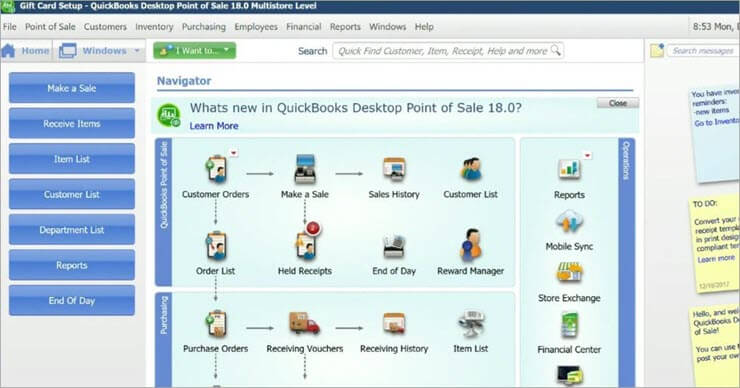 quickbooks point of sale software panel