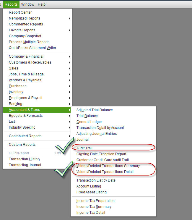 turn off audit trail in quickbooks