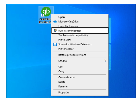 Running QuickBooks as the Window Administrator