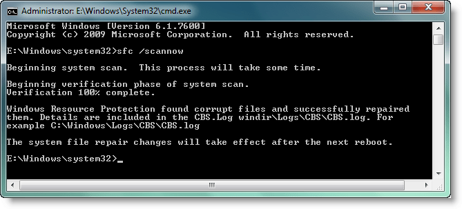 Using Windows System File Checker