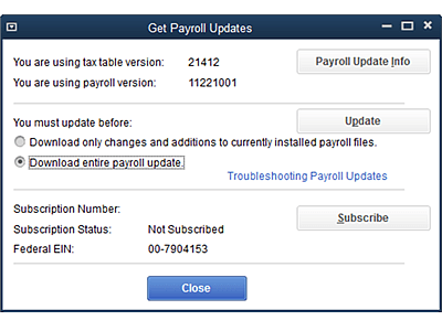 Download entire Payroll Update option