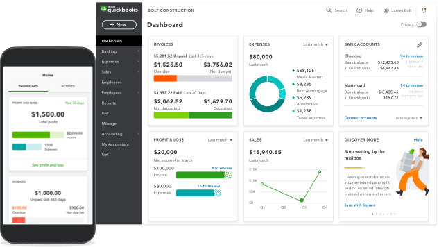 quickbooks dashboard