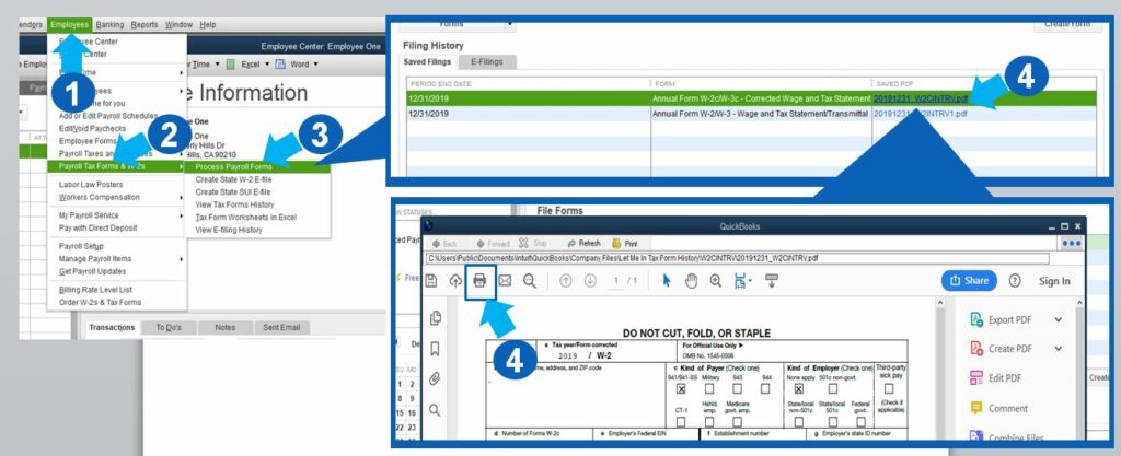 how to reprint w2 in quickbooks 2017