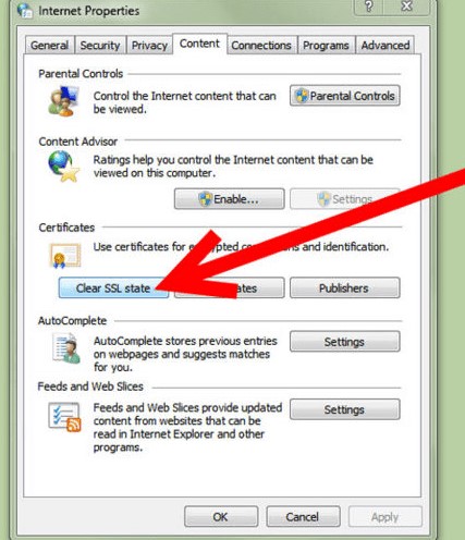 Deleting the Internet Explorer or SSL State
