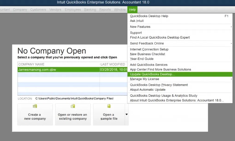 Modify QuickBooks Update