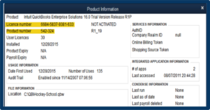QuickBooks License and Product Numbers