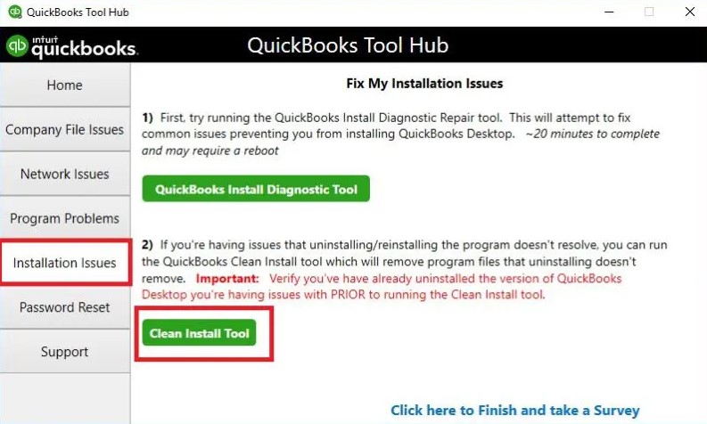 Use the QuickBooks Clean Install Tool to reinstall QuickBooks