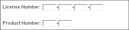 enter license number and product number