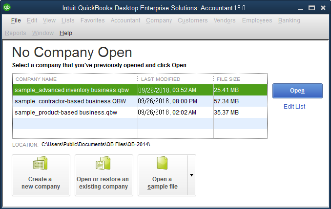 Open the QB Company File Directly