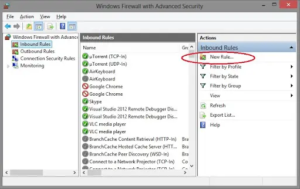settings for internet security and firewall applications