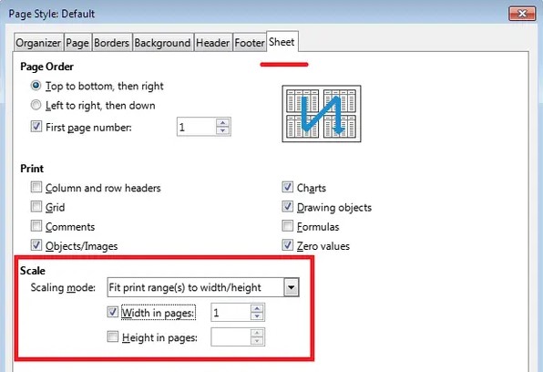 For Printing, change the Width and Columns