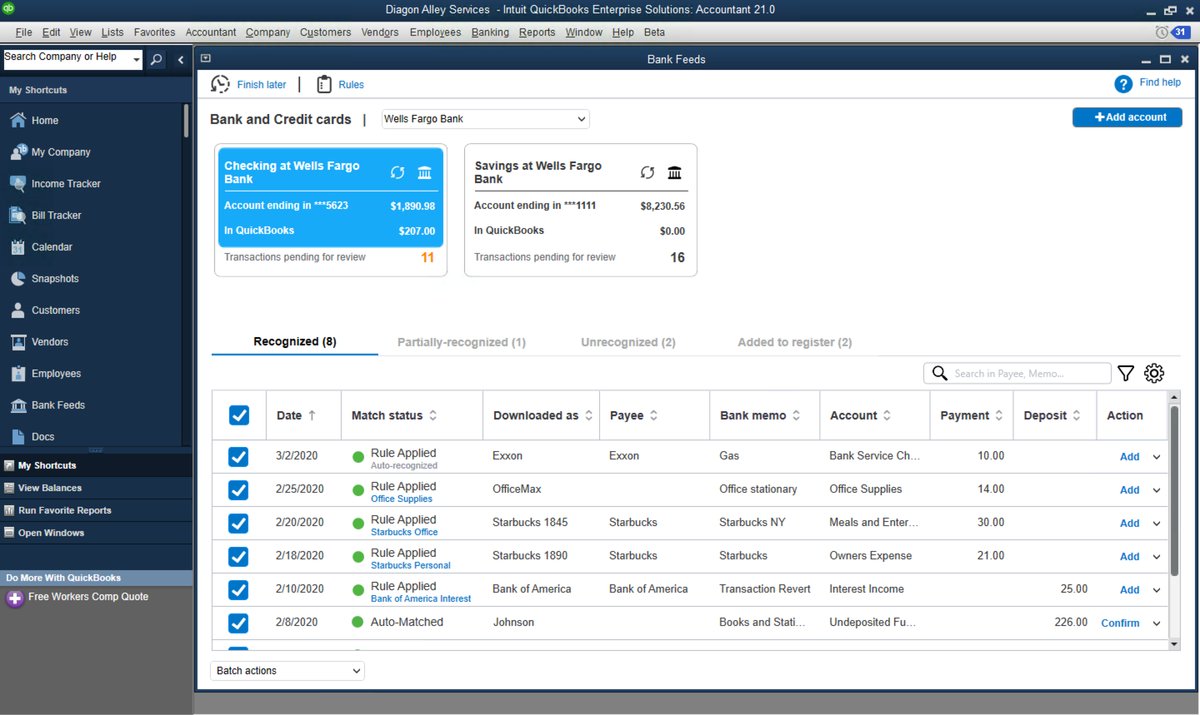QuickBooks Bank Feeds