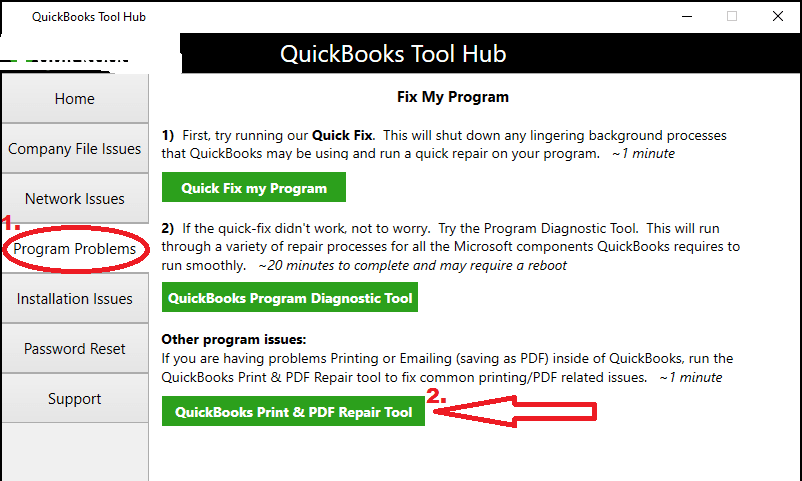 quickbooks pdf and print repair tool