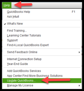 Go to Help and Click Update QuickBooks