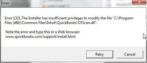 QuickBooks error 1321