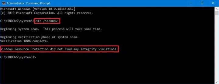 Use the command Scannow SFC in the command prompt