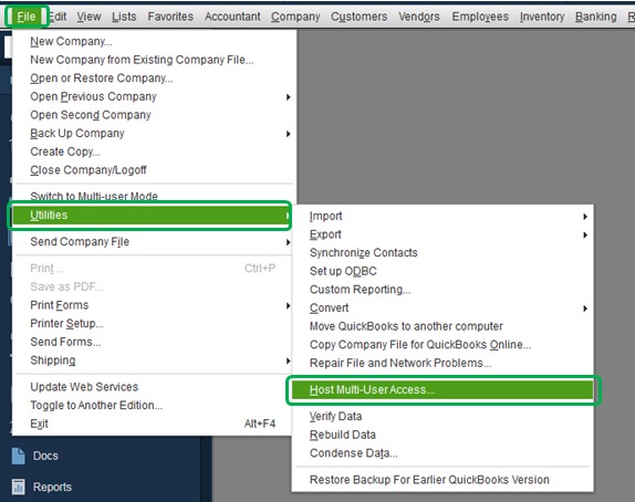 Check your QuickBooks Hosting Settings