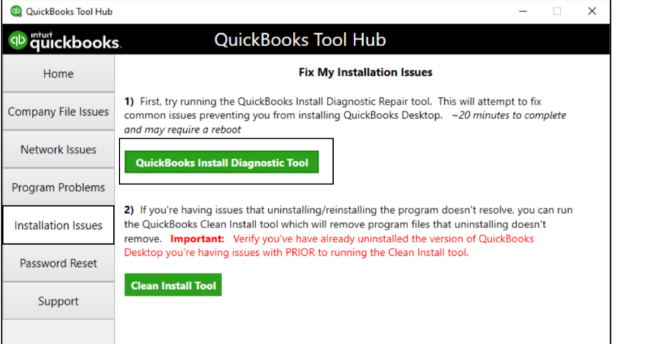 QuickBooks install diagnostic tool