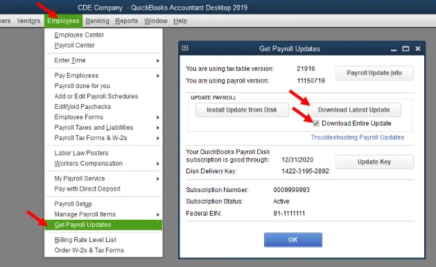 Manually get the Latest Payroll Tax Table Updates