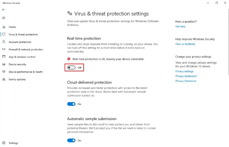 Turn off your Antivirus Briefly