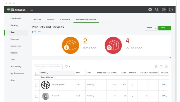 Inventory tracking on quickbooks