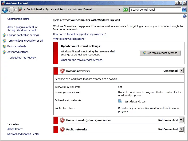 Edit and Update Window Firewall Settings in order to Rectify Error